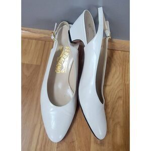 Ferragamo White Leather Sling Bag Shoes 8